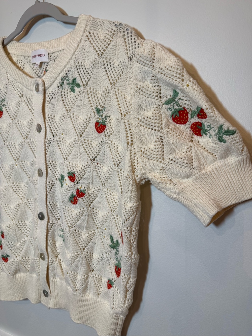 DRIFTWOOD Cream Open-Knit Button Cardigan Strawberry Fields Boho Western Prairie - Picture 6 of 12